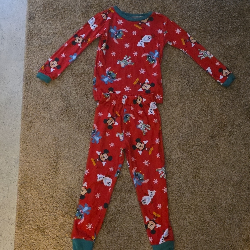 Disney Red and Green Kids One Piece Pajamas